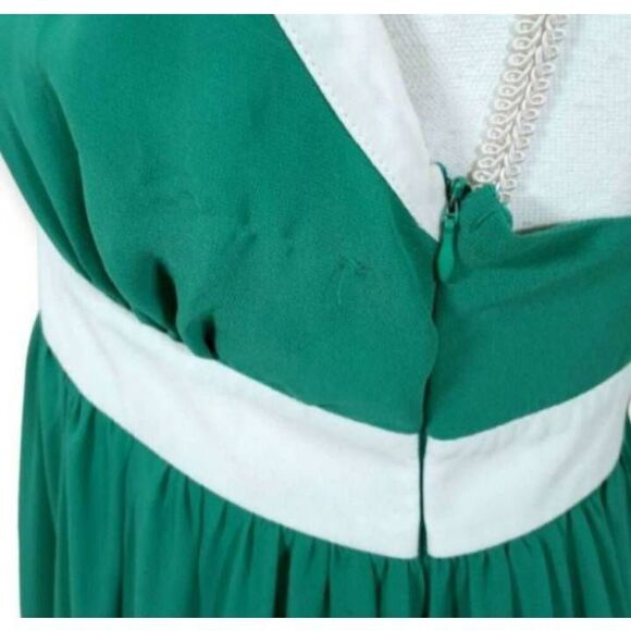BRAND & LABEL GREEN & WHITE SLIT MAXI DRESS SZ.M GUC. - Picture 6 of 10